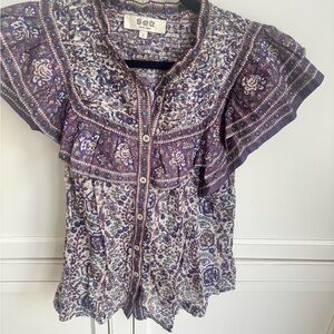 Sea Women's Purple Floral Top